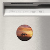 Aimant Beau cheval et Coucher du soleil Cheval photo Magn (In Situ (Lave-vaisselle))