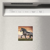 Aimant Beau Cheval Noir (In Situ (Lave-vaisselle))