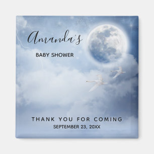 Aimant Beau ciel bleu avec Baby shower de cygnes volants