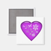 Aimant Beau Coeur Floral De Verre (Recto/Verso)
