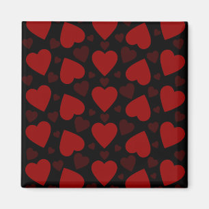 Aimant Beau coeur rouge motif sur noir