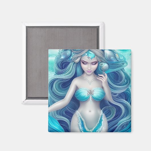 Aimant Beau Coquillage bleu Mermaid Graphique (Recto/Verso)