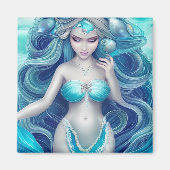 Aimant Beau Coquillage bleu Mermaid Graphique (Devant)