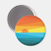 Aimant Beau coucher de soleil et vagues de mer (Recto/Verso)