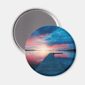 Aimant Beau coucher de soleil sur un lac de Calme (Recto/Verso)
