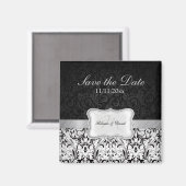 Aimant Beau Damas noir et blanc Enregistrer la date (Recto/Verso)