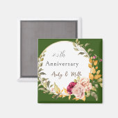 Aimant Beau Fleur Wreath Green Mariage Anniversaire (Recto/Verso)