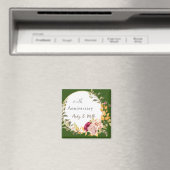 Aimant Beau Fleur Wreath Green Mariage Anniversaire (In Situ (Lave-vaisselle))