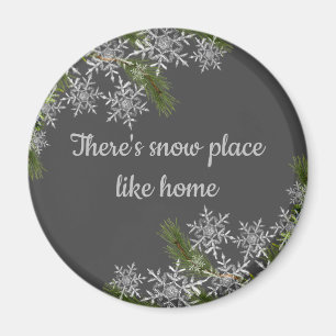 Aimant Beau Flocon de neige gris & Pine Winter Home Magne