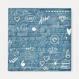 Aimant Beau Graffiti Art sur Wall Green Calligraphy