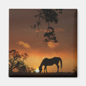 Aimant Beau lever de soleil de jour avec cheval (Devant)