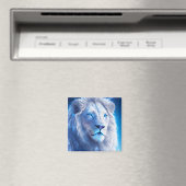 Aimant Beau Lion blanc mystique aux yeux bleus (In Situ (Lave-vaisselle))