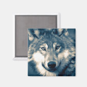 Aimant Beau loup gris animal de forêt (Recto/Verso)