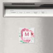 Aimant Beau Monogramme de Roses de Jardin Roses (In Situ (Lave-vaisselle))