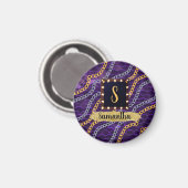 Aimant Beau Monogramme violet Élégant Chic (Recto/Verso)