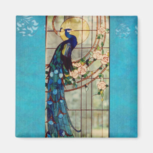 Aimant Beau paon en verre souillé