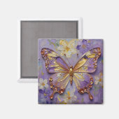 Aimant Beau Papillon Violet et Fleurs (Recto/Verso)