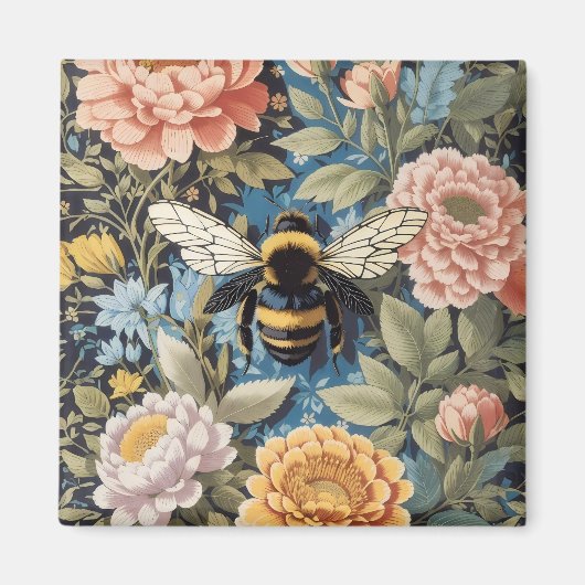 Aimant Beau Pastel Floral et Bumblebee (Devant)