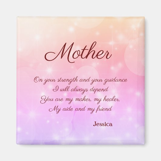 Aimant Beau Poème Mère Personnalisé (Devant)