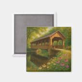 Aimant Beau pont couvert d'été art (Recto/Verso)
