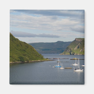 Aimant Beau port et voiliers avec reflets dans