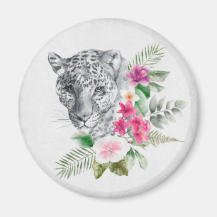 Aimant Beau portrait de tête de léopard en aquarelle