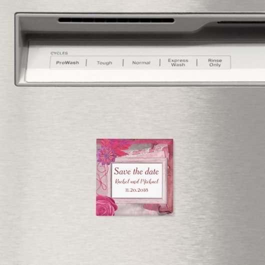 Aimant Beau violet rustique enregistrer la date (In Situ (Lave-vaisselle))