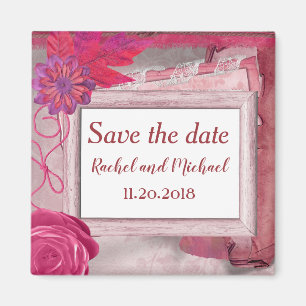 Aimant Beau violet rustique enregistrer la date