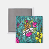Aimant Beauté de l'oreiller avec fleurs (Recto/Verso)