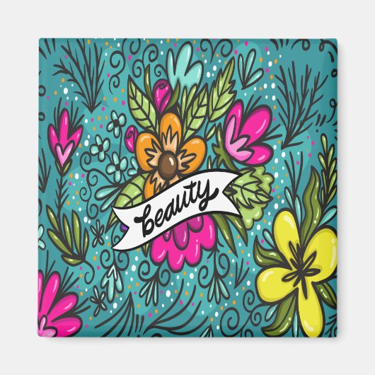 Aimant Beauté de l'oreiller avec fleurs (Devant)