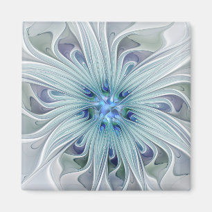 Aimant Beauté florale Abstraite moderne Blue Pastel Flowe
