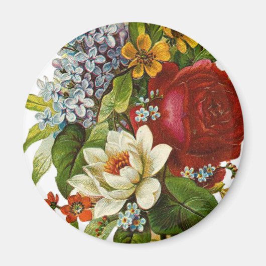 Aimant Beautiful Romantic Summer Bouquet with Red Rose (Devant)