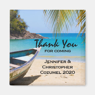 Aimant Beautiful Tropical Beach with a Rowboat Wedding