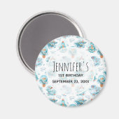 Aimant Beaux Baleines nautiques Aquarelle Motif Anniversa (Recto/Verso)