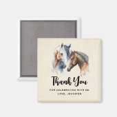 Aimant Beaux Chevaux Western Boho Party Merci (Recto/Verso)