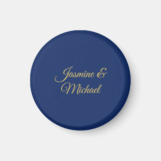 Aimant Beaux Noms De Couple Calligraphie Chic Bleu & Or