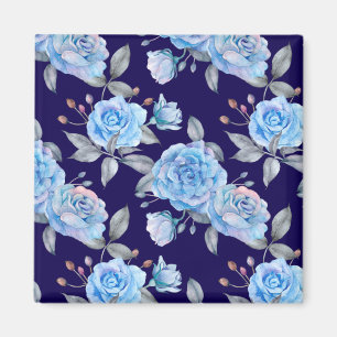 Aimant Beaux roses bleus, arrière - plan bleu marine,