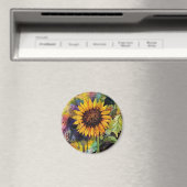 Aimant Beaux Tournesols En Aquarelle (In Situ (Lave-vaisselle))