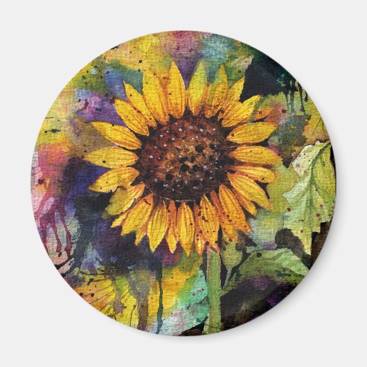 Aimant Beaux Tournesols En Aquarelle (Devant)