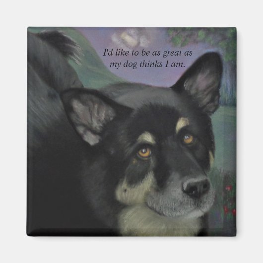 Aimant Beaux yeux de chien noir (Devant)