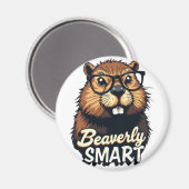 Aimant Beaverly Smart - Drôle Castor avec lunettes Graphi (Recto/Verso)