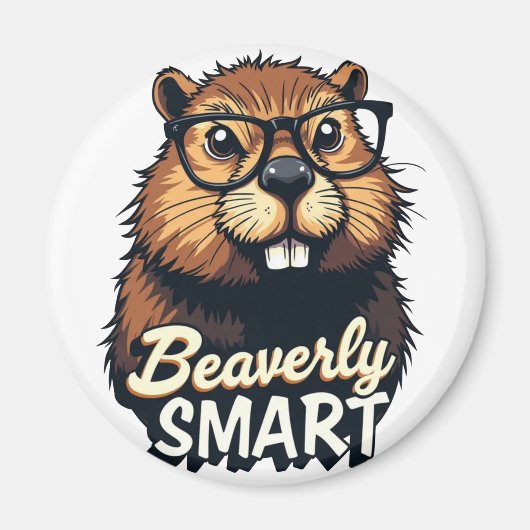 Aimant Beaverly Smart - Drôle Castor avec lunettes Graphi (Devant)