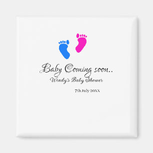 Aimant Bébé à venir bientôt baby shower bleu rose bébé pi