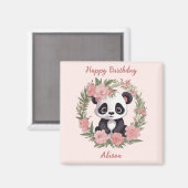 Aimant Bébé adorable Panda Ours avec fleurs (Recto/Verso)