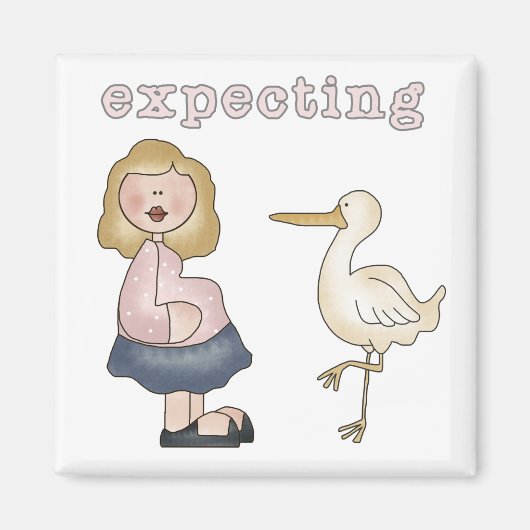 Aimant Bébé attendu - T-shirts et cadeaux de cigogne (Devant)