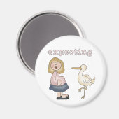 Aimant Bébé attendu - T-shirts et cadeaux de cigogne (Recto/Verso)
