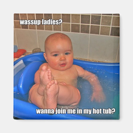 Aimant Bébé bain chaud (Devant)