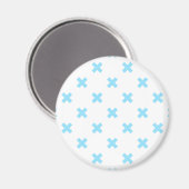 Aimant Bébé bleu croix coutures sur blanc (Recto/Verso)