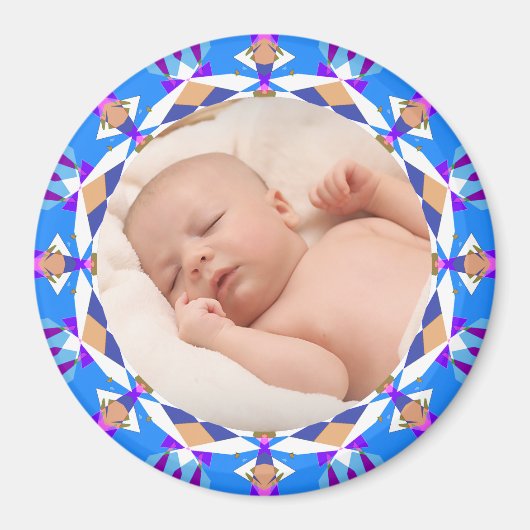 Aimant Bébé Bleu Joyeux Garçon Fille Grand-Parent Photo C (Devant)