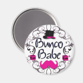 Aimant Bébé Bunco avec chapeau rose et moustache rose (Recto/Verso)